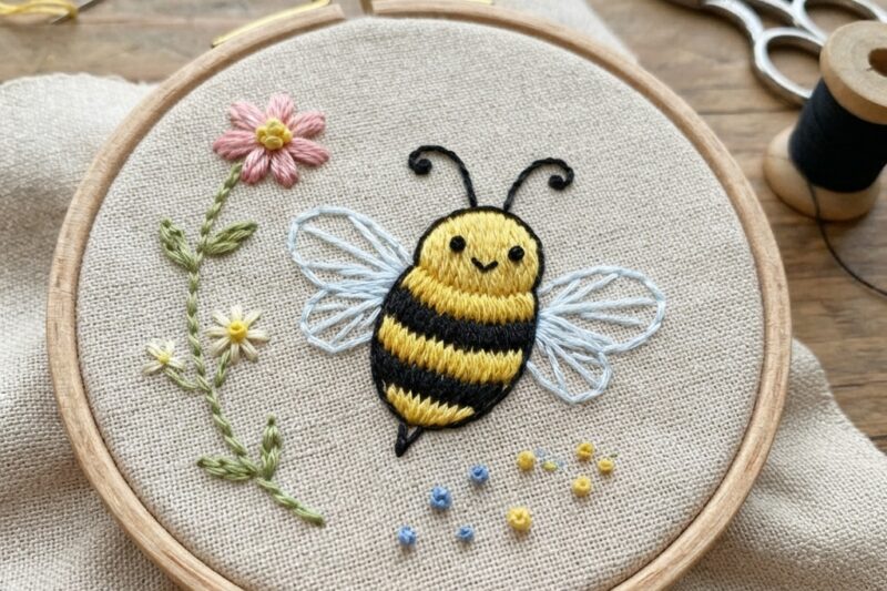 How to Embroider a Small Bee on Fabric