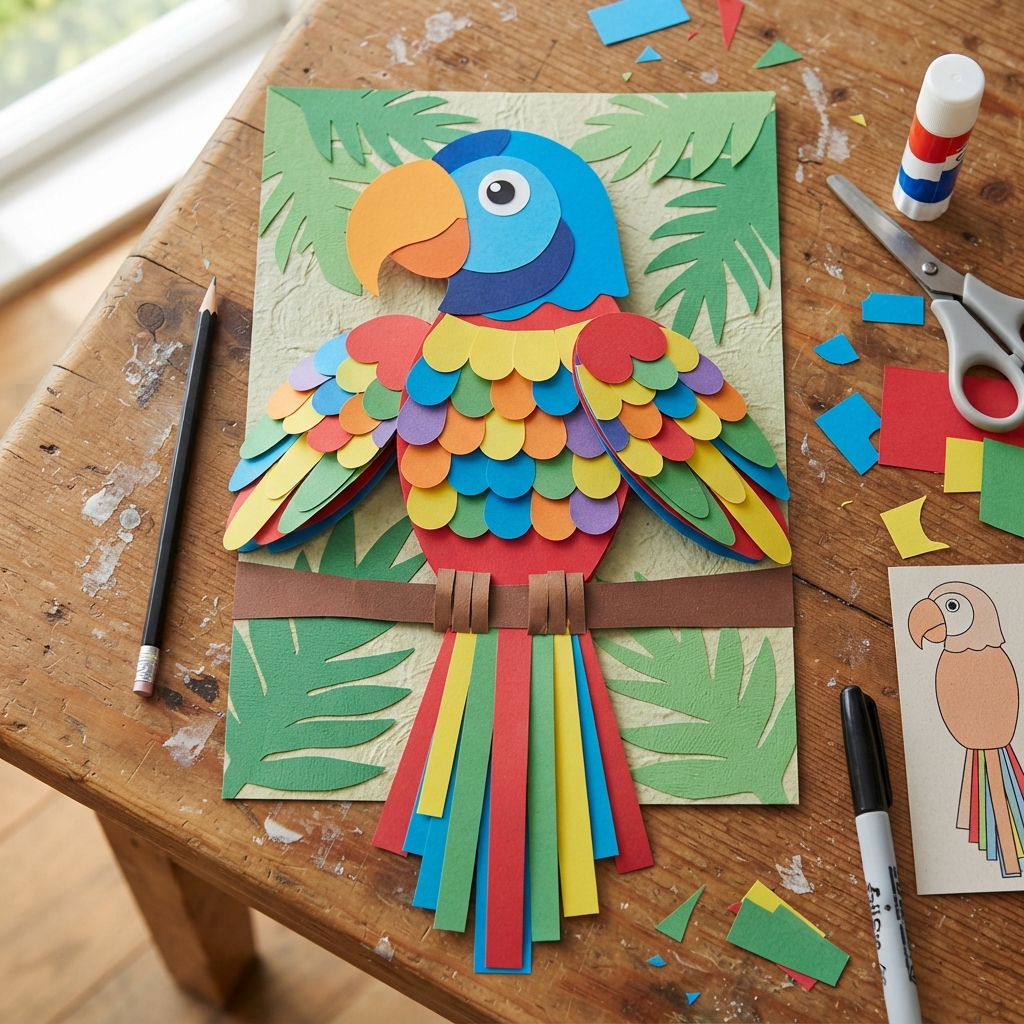 How to Make a Colorful Paper Parrot