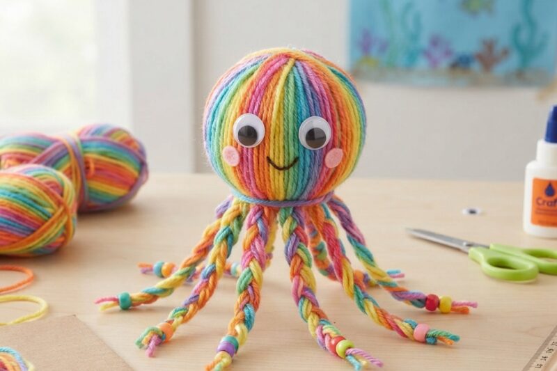 How to Make a Small Octopus Out of Yarn for Children