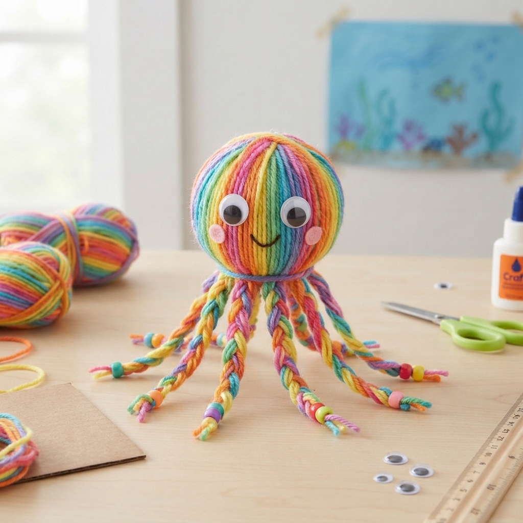 How to Make a Small Octopus Out of Yarn for Children