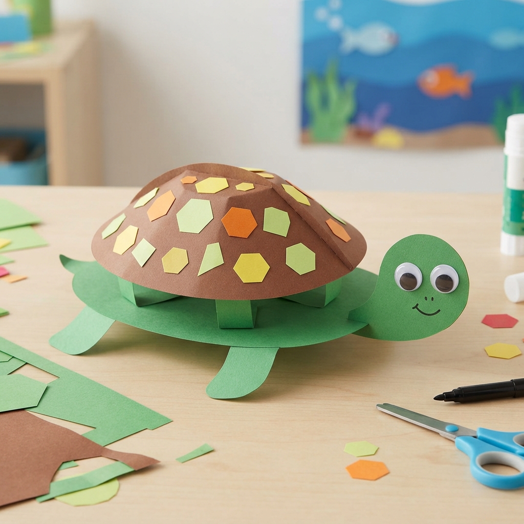 Making a 3D paper turtle