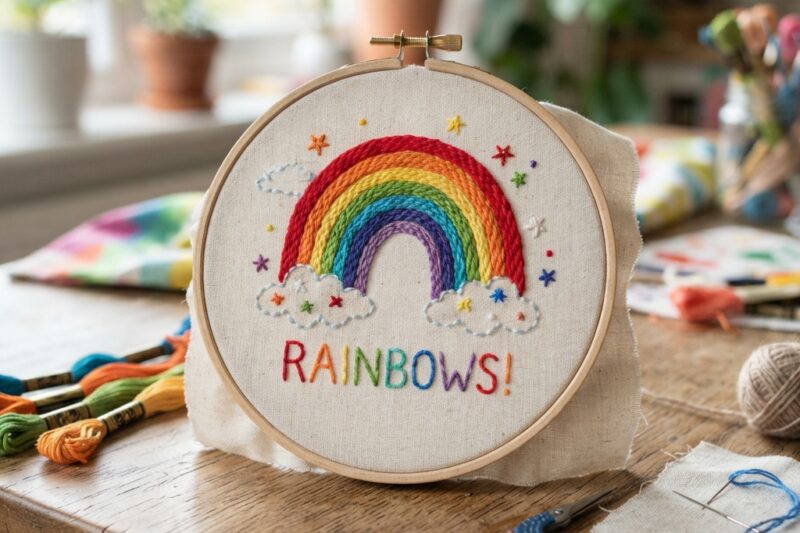 Rainbow Embroidery for Children: A Fun and Creative Sewing Project