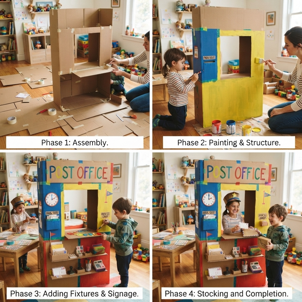 cardboard post office project for children