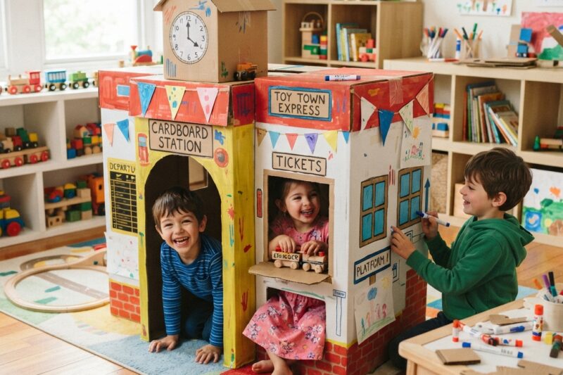 Cardboard Train Station for Kids: A Fun and Creative DIY Craft Project
