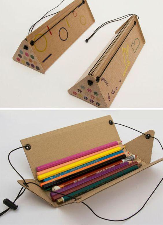 school pencil case out of cardboard
