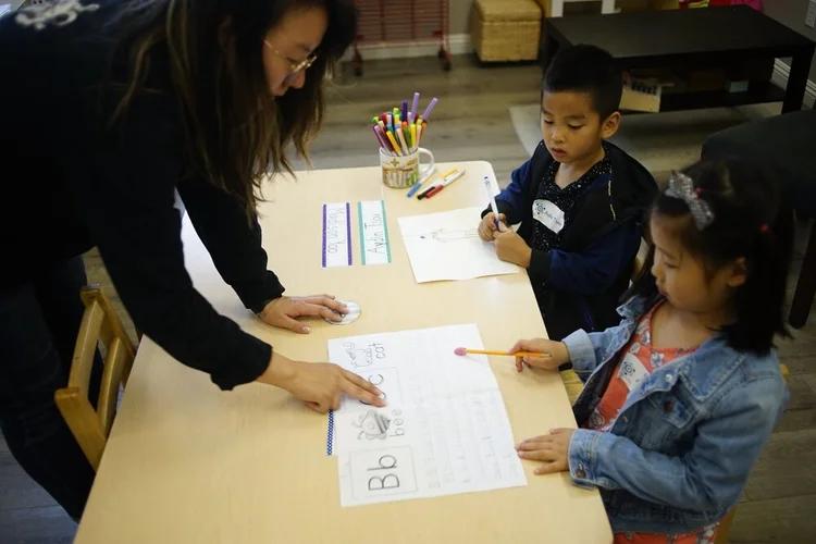 tracing English letters.